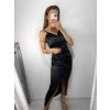 Šaty společenské dlouhé elegantní na ramínka satén dámské (S/M ONE SIZE) ITALSKÁ MÓDA IMPSH236357A/DU (Velikost S/M/L, Barva Černá)