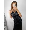 Šaty společenské dlouhé elegantní na ramínka satén dámské (S/M ONE SIZE) ITALSKÁ MÓDA IMPSH236357A/DU (Velikost S/M/L, Barva Černá)
