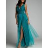 Šaty elegantní dlouhé na ramínka šifonové dámské (S/M ONE SIZE) ITALSKÁ MODA IMM22Q52303/DU (Velikost S/M/L, Barva Černá)