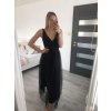 Šaty elegantní dlouhé na ramínka šifonové dámské (S/M ONE SIZE) ITALSKÁ MODA IMM22Q52303/DU (Velikost S/M/L, Barva Černá)