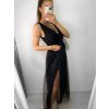 Šaty elegantní dlouhé na ramínka šifonové dámské (S/M ONE SIZE) ITALSKÁ MODA IMM22Q52303/DU (Velikost S/M/L, Barva Černá)