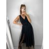 Šaty elegantní dlouhé na ramínka šifonové dámské (S/M ONE SIZE) ITALSKÁ MODA IMM22Q52303/DU (Velikost S/M/L, Barva Černá)