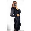 Šaty saténové dlouhý rukáv dámské (S/M ONE SIZE) ITALSKÁ MÓDA IMWD23101/DU (Velikost S/M/L, Barva Černá)