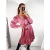 Šaty saténové dlouhý rukáv dámské (S/M ONE SIZE) ITALSKÁ MÓDA IMWD23101/DU (Velikost S/M/L, Barva Černá)