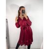 Šaty saténové dlouhý rukáv dámské (S/M ONE SIZE) ITALSKÁ MÓDA IMWD23101/DU (Velikost S/M/L, Barva Černá)