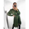 Šaty saténové dlouhý rukáv dámské (S/M ONE SIZE) ITALSKÁ MÓDA IMWD23101/DU (Velikost S/M/L, Barva Černá)