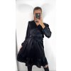 Šaty saténové dlouhý rukáv dámské (S/M ONE SIZE) ITALSKÁ MÓDA IMWD23101/DU (Velikost S/M/L, Barva Černá)
