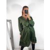 Šaty saténové dlouhý rukáv dámské (S/M ONE SIZE) ITALSKÁ MÓDA IMWD23101/DU (Velikost S/M/L, Barva Černá)