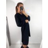 Šaty skládané s páskem dlouhý rukáv dámské (S/M ONE SIZE) ITALSKÁ MÓDA IMWGZ23105/DU (Velikost S/M/L, Barva bílá)