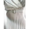 Šaty skládané s páskem dlouhý rukáv dámské (S/M ONE SIZE) ITALSKÁ MÓDA IMWGZ23105/DU (Velikost S/M/L, Barva bílá)