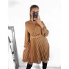Šaty skládané s páskem dlouhý rukáv dámské (S/M ONE SIZE) ITALSKÁ MÓDA IMWGZ23105/DU (Velikost S/M/L, Barva bílá)