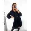 Šaty skládané s páskem dlouhý rukáv dámské (S/M ONE SIZE) ITALSKÁ MÓDA IMWGZ23105/DU (Velikost S/M/L, Barva bílá)
