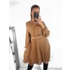 Šaty skládané s páskem dlouhý rukáv dámské (S/M ONE SIZE) ITALSKÁ MÓDA IMWGZ23105/DU (Velikost S/M/L, Barva bílá)