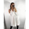 Šaty skládané s páskem dlouhý rukáv dámské (S/M ONE SIZE) ITALSKÁ MÓDA IMWGZ23105/DU (Velikost S/M/L, Barva bílá)