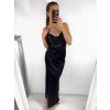 Šaty dlouhé elegantní na ramínka dámské (S/M ONE SIZE) ITALSKÁ MÓDA IMPBB23A10562/DU (Velikost S/M/L, Barva Černá)
