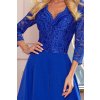 Šaty elegantní krajkové dlouhé 3/4 rukávy (S-2XL) ITALSKÁ MÓDA NMC-309-2/DU (Velikost XXL, Barva modrá královská)