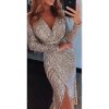 Šaty elegantní třpytivé s flitry dlouhý rukáv dámské (S/M ONE SIZE) ITALSKÁ MÓDA IMWKK223789/DR