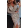 Šaty elegantní třpytivé s flitry dlouhý rukáv dámské (S/M ONE SIZE) ITALSKÁ MÓDA IMWKK223789/DR