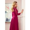 Šaty elegantní krajkové dlouhé 3/4 rukávy (S-2XL) ITALSKÁ MÓDA NMC-309-1/DU (Velikost S, Barva vínová)