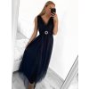Šaty elegantní tylové dlouhé bez rukávu společenské dámské (S/M ONE SIZE) ITALSKÁ MÓDA IMM239075/DU (Velikost S/M/L, Barva Černá)