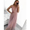 Šaty elegantní tylové dlouhé bez rukávu společenské dámské (S/M ONE SIZE) ITALSKÁ MÓDA IMM239075/DU (Velikost S/M/L, Barva Černá)