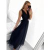 Šaty elegantní tylové dlouhé bez rukávu společenské dámské (S/M ONE SIZE) ITALSKÁ MÓDA IMM239075/DU (Velikost S/M/L, Barva Černá)