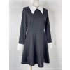 Šaty s límečkem dlouhý rukáv dámské (S/M ONE SIZE) ITALSKÁ MÓDA IMPBB23P24043/DU (Velikost S/M/L, Barva Černá)