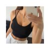 Tílko crop top na ramínka dámské (S/M ONE SIZE) ITALSKÁ MÓDA IMPBB22L20824/DU (Velikost S/M/L, Barva Černá)
