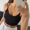 Tílko crop top na ramínka dámské (S/M ONE SIZE) ITALSKÁ MÓDA IMPBB22L20824/DU (Velikost S/M/L, Barva Černá)