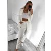 Souprava elegantní kalhoty dlouhé a sako dlouhý rukáv dámská (S/M ONE SIZE) ITALSKÁ MÓDA IMPBB232MY8908/DU (Velikost S/M/L, Barva bílá)