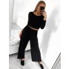 Souprava kalhoty/tepláky a top dlouhý rukáv dámský (S/M ONE SIZE) ITALSKÁ MÓDA IMPGM2316471/DU (Velikost S/M/L, Barva Černá)