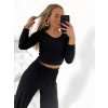 Souprava kalhoty/tepláky a top dlouhý rukáv dámský (S/M ONE SIZE) ITALSKÁ MÓDA IMPGM2316471/DU (Velikost S/M/L, Barva Černá)