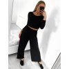 Souprava kalhoty/tepláky a top dlouhý rukáv dámský (S/M ONE SIZE) ITALSKÁ MÓDA IMPGM2316471/DU (Velikost S/M/L, Barva Černá)