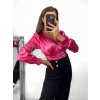 Body alá halenka elegantní saténové dlouhý rukáv dámské (S/M ONE SIZE) ITALSKÁ MÓDA IMM2333030/DU (Velikost S/M/L, Barva růžová)