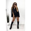 Overal/Šaty elegantní s páskem dlouhý rukáv dámské (S/M ONE SIZE) ITALSKÁ MÓDA IMM23m27030/DU (Velikost S/M/L, Barva Černá)