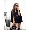Overal/Šaty elegantní s páskem dlouhý rukáv dámské (S/M ONE SIZE) ITALSKÁ MÓDA IMM23m27030/DU (Velikost S/M/L, Barva Černá)