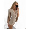 Overal/Šaty elegantní s páskem dlouhý rukáv dámské (S/M ONE SIZE) ITALSKÁ MÓDA IMM23m27030/DU (Velikost S/M/L, Barva Černá)