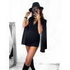 Overal/Šaty elegantní s páskem dlouhý rukáv dámské (S/M ONE SIZE) ITALSKÁ MÓDA IMM23m27030/DU (Velikost S/M/L, Barva Černá)
