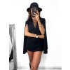 Overal/Šaty elegantní s páskem dlouhý rukáv dámské (S/M ONE SIZE) ITALSKÁ MÓDA IMM23m27030/DU (Velikost S/M/L, Barva Černá)