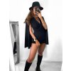 Overal/Šaty elegantní s páskem dlouhý rukáv dámské (S/M ONE SIZE) ITALSKÁ MÓDA IMM23m27030/DU (Velikost S/M/L, Barva Černá)