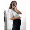 Top s krajkou krátký rukáv dámský (S/M ONE SIZE) ITALSKÁ MÓDA IMM2327419/DU (Velikost S/M/L, Barva bílá)