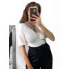 Top s krajkou krátký rukáv dámský (S/M ONE SIZE) ITALSKÁ MÓDA IMM2327419/DU (Velikost S/M/L, Barva bílá)