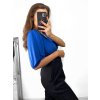 Top s krajkou krátký rukáv dámský (S/M ONE SIZE) ITALSKÁ MÓDA IMM2327419/DU (Velikost S/M/L, Barva bílá)