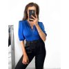 Top s krajkou krátký rukáv dámský (S/M ONE SIZE) ITALSKÁ MÓDA IMM2327419/DU (Velikost S/M/L, Barva bílá)