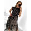 Šaty elegantní tylové s krajkou bez rukávů dámské (S/M ONE SIZE) ITALSKÁ MÓDA IMM239662/DU