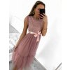 Šaty elegantní tylové s krajkou bez rukávů dámské (S/M ONE SIZE) ITALSKÁ MÓDA IMM239662/DU