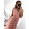 Šaty šifonové dlouhé se skládanou sukní bez rukávu dámské (S/M ONE SIZE) ITALSKá MóDA IM423223/DU (Velikost S/M/L, Barva béžová)