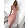 Šaty šifonové dlouhé se skládanou sukní bez rukávu dámské (S/M ONE SIZE) ITALSKá MóDA IM423223/DU (Velikost S/M/L, Barva béžová)