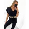 Overal dlouhý s páskem krátký rukáv dámský (S/M ONE SIZE) ITALSKÁ MÓDA IMWB23200/DU (Velikost S/M/L, Barva béžová)
