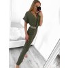 Overal dlouhý s páskem krátký rukáv dámský (S/M ONE SIZE) ITALSKÁ MÓDA IMWB23200/DU (Velikost S/M/L, Barva béžová)